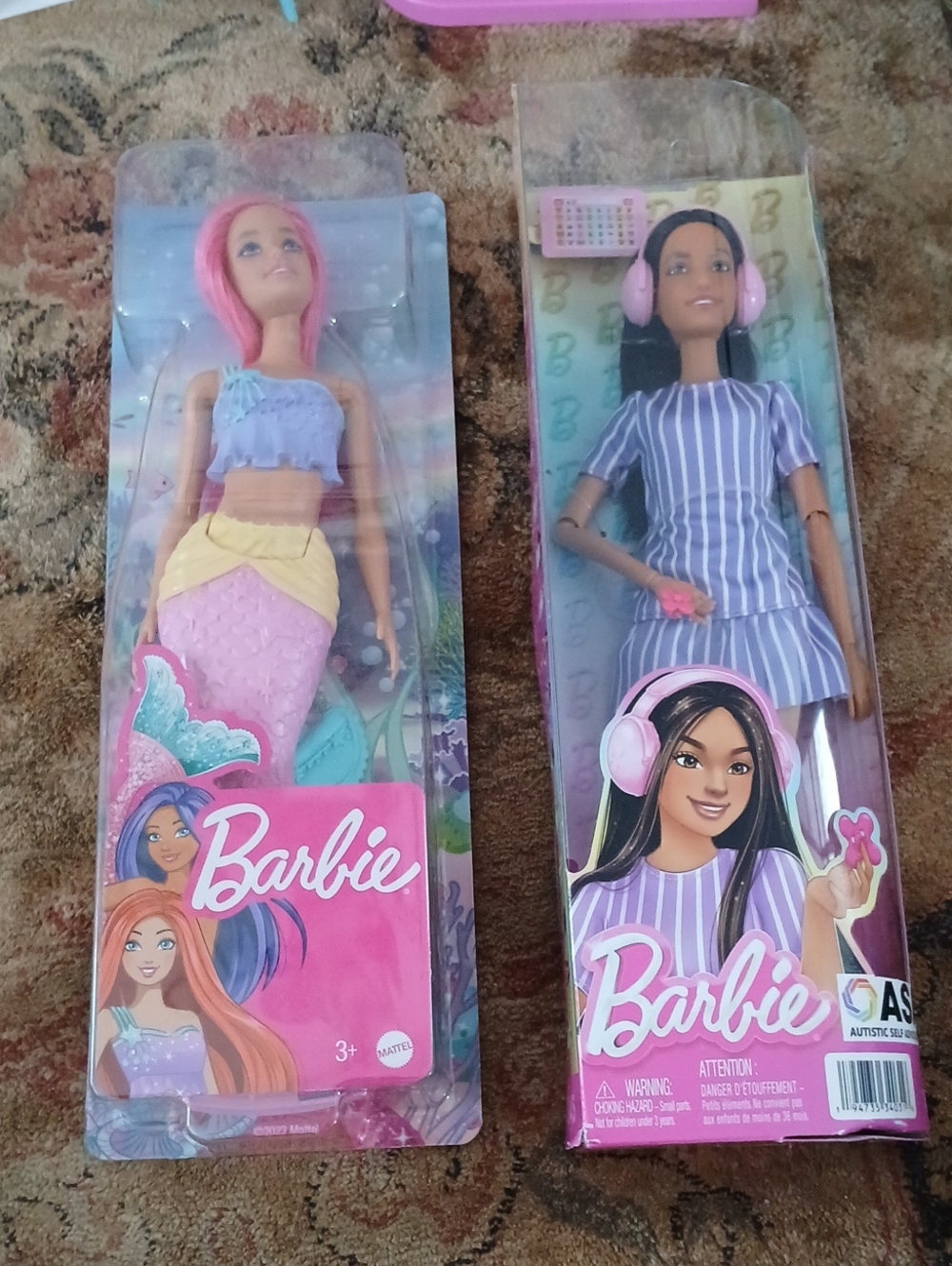 Barbie Pink-Haired Mermaid & Barbie Purple-Striped Doll Set